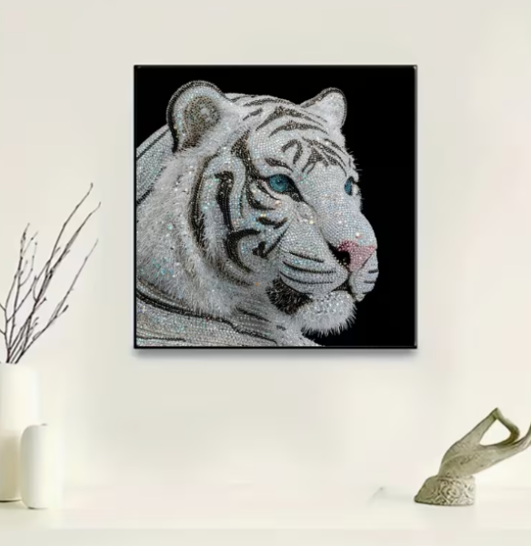 Diamond Painting Weisser Tigerkopf